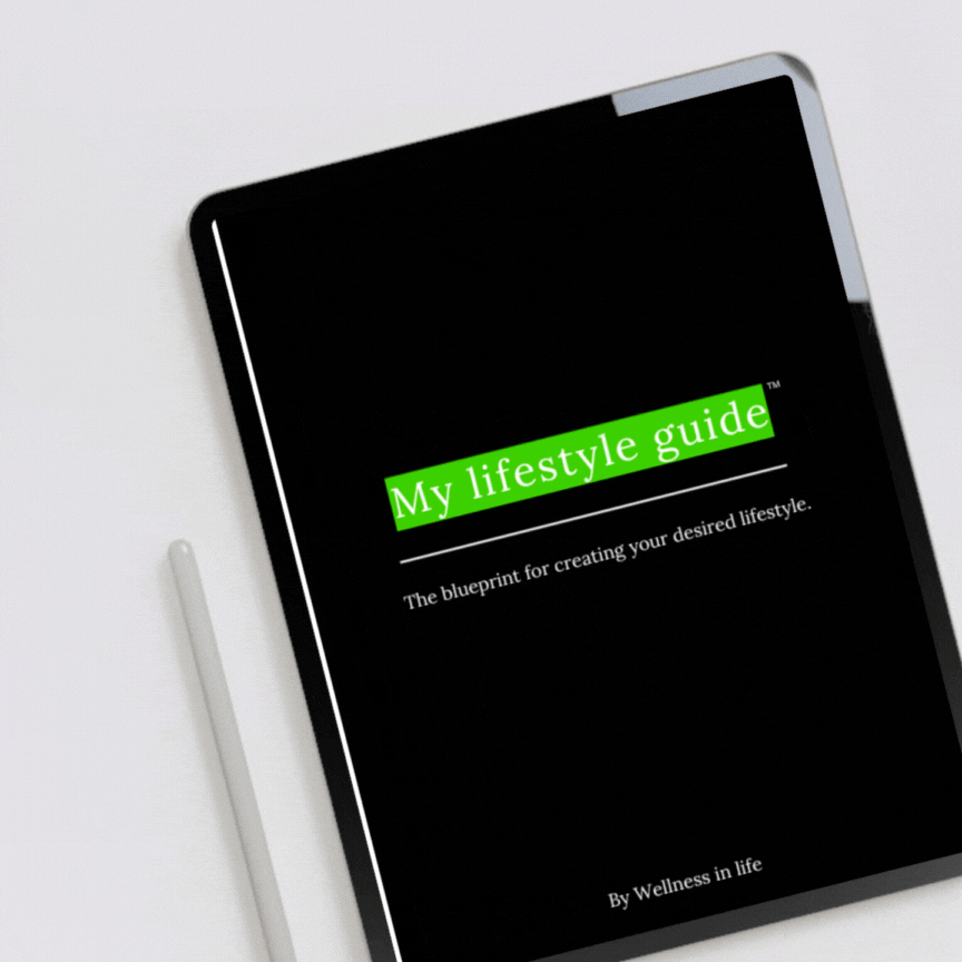 Digital eBook product called my lifestyle guide displaying the first 4 pages on a tablet. A blueprint for creating your dream lifestyle. Perfect for anyone ready to design a life that reflects their dreams, goals and values.