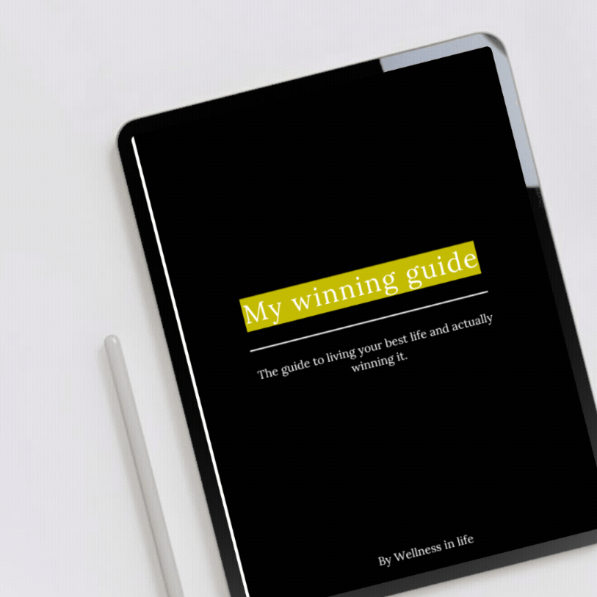 Digital eBook product called my winning guide displaying the first 4 pages on a tablet. A blueprint to living your best life and mastering the art of true success. Perfect for anyone ready to win life on their own authentic terms.