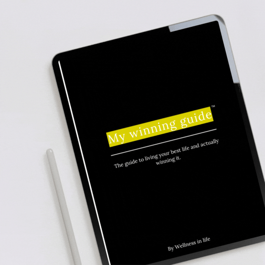 Digital eBook product called my winning guide displaying the first 4 pages on a tablet. A blueprint to living your best life and mastering the art of true success. Perfect for anyone ready to win life on their own authentic terms.