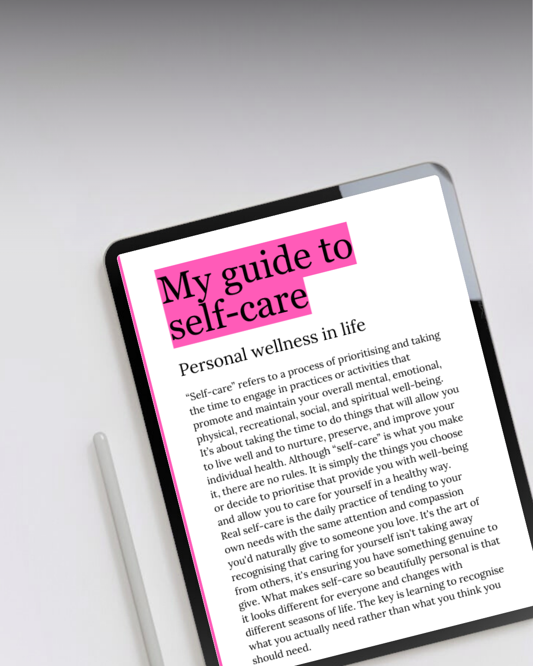 My self-care guide